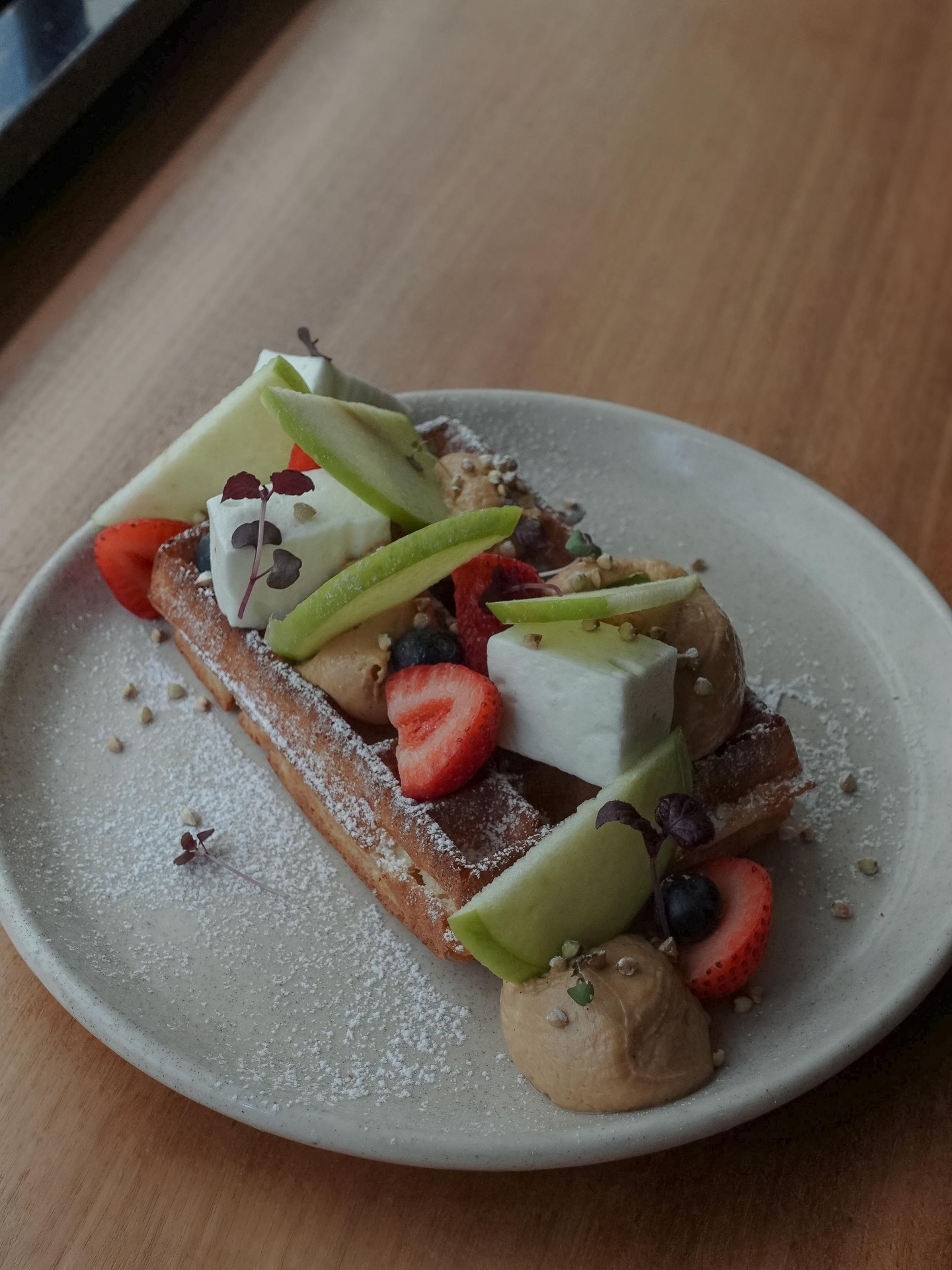 Waffle with fresh fruit at Felix for Goodness